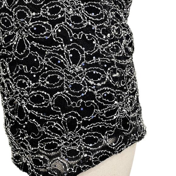 Y2K 90's Vintage Whimsygoth Dark Fairy Floral Sparkle Faux Wrap Top - Picture 8 of 13